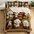 thumbnail image 3 of FIVERAM Quilts for King Bed,3 Piece Cute Puppy Patchwork Bedspread,Lightweight Coverlet King Size,Dog & Harvest Fruit Bed Cover for All Season, 3 of 9