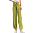 thumbnail image 2 of asjyhkr Womens Pants High Waist Drawstring Wide Leg Lightweight Casual Hiking Outdoor Vacation Trousers with Pockets, 2 of 7
