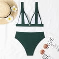 thumbnail image 6 of Vhkiploz Summer Bikini SwimSuits for Women 2 Piece Solid Color Splited Bathing Suits High Cut Sports Drawstring Swimwear Sports Surf Suits SwimSuits, 6 of 6
