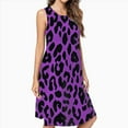 thumbnail image 2 of Purple And Black Cheetah Print Casual Sleeveless Loose Sundress Dress For Women Summer Dress Daily Woman, 2 of 4