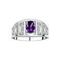 thumbnail image 1 of RYLOS Rings for Women 14K White Gold Ring Classic Style 7X5MM Oval Gemstone &  Diamond Ring February Amethyst Jewelry Size 9, 1 of 7