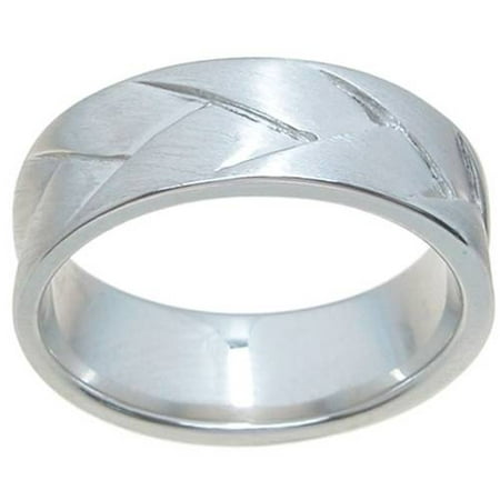 Sterling Silver Ventian Finish 7mm Cross-Over Style Wedding Band