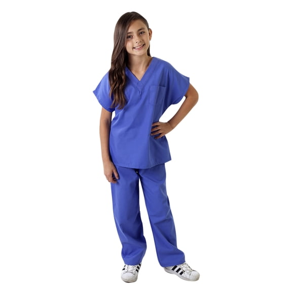 Natural Uniforms Kid's Unisex V-Neck Scrub Top & Elastic Scrub Pant Set