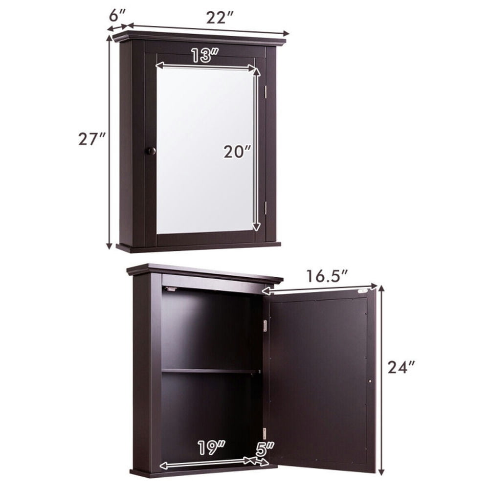 Finihen Bathroom Wall Cabinet, Wall Mounted Bathroom Mirror Cabinet, Bathroom Wall Mounted Storage Mirror Medicine Cabinet, for Bathroom, Brown Finihen Bathroom Wall Cabinet, Wall Mounted Bathroom Mirror Cabinet, Bathroom Wall Mounted Storage Mirror Medicine Cabinet, for Bathroom, Brown