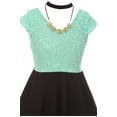 thumbnail image 3 of Big Girls Elegant Cap Sleeve Floral Lace Top Neckband Easter Party Flower Girl Dress Mint 8 (2J1K0S7), 3 of 4