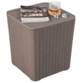 thumbnail image 1 of Patiojoy Outdoor Resin Storage Side Table 11.5 Gallon Patio Storage Box with Removable Lid & Wicker-woven Accent, 1 of 9