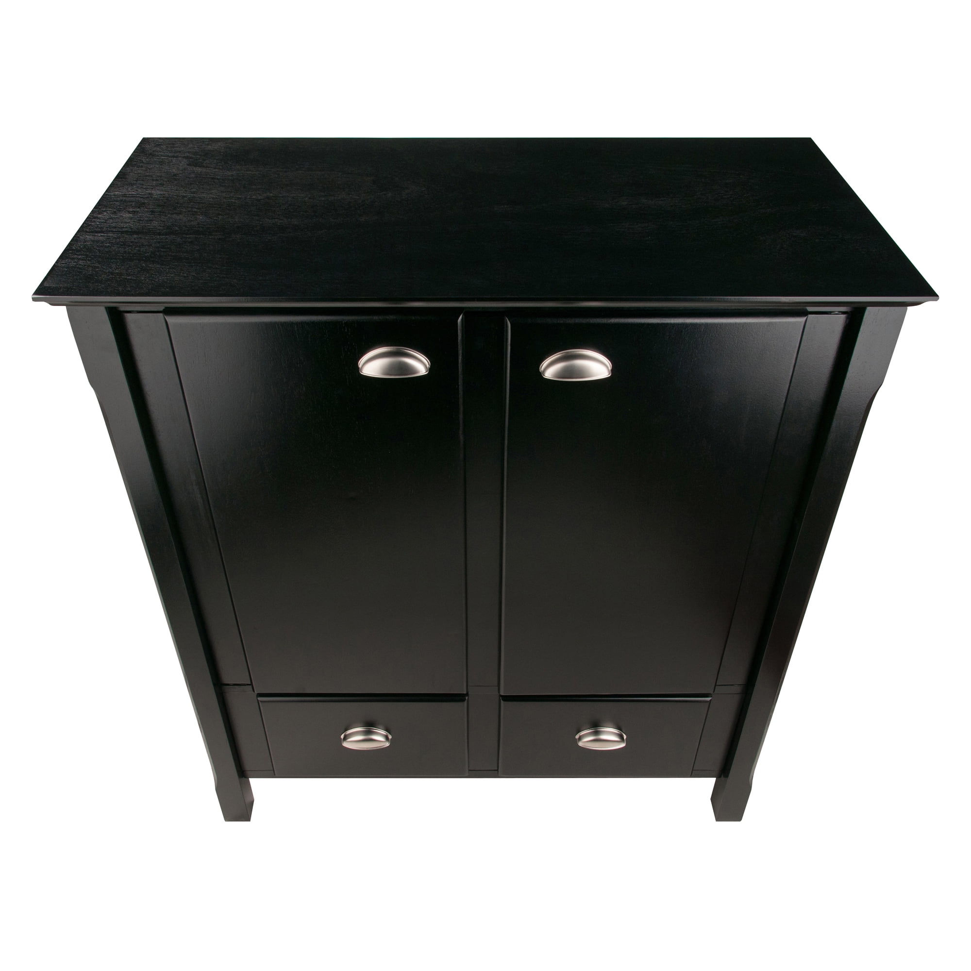 Winsome Wood Timber Cabinet With Two Doors And Drawers Black Winsome Wood Timber Cabinet With Two Doors And Drawers Black