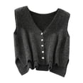 thumbnail image 2 of Chaleco tipo suéter para mujer, cuello en V, jerséis cómodos y modernos, camisetas sin mangas, chaleco sin mangas Gris, 2 of 8