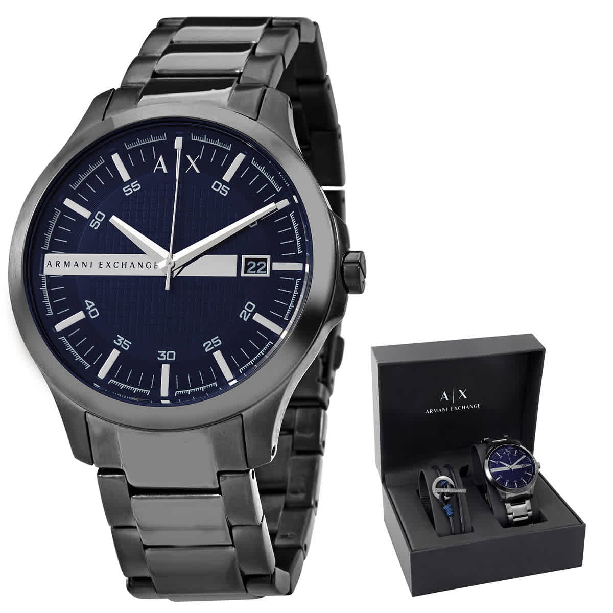 Armani Exchange Hampton Quartz Blue Dial Men's Watch Set AX7127