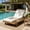 Cream+Light Teak, variant on Harper & Bright Designs Acacia Wood Outdoor Chaise Lounge, Patio Lounge Chairs with 3-Fold Cushion and Headrest, Sun Lounge with Space Available On One Side for Poolside Garden, Cream+Light Teak