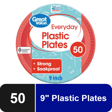 Great Value Plastic Plates, 50 count
