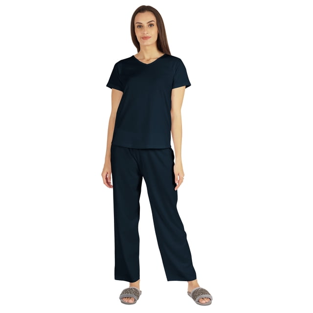 Inkmeso Ensemble de Nuit 2 Pcs pour Femmes Manches Courtes Haut & Pyjama en Coton Doux
