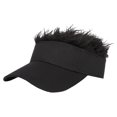 thumbnail image 2 of Clearance! Adjustable Sun Visor Hat with Wig Spiked Hairs Fashion Baseball Golf Cap for Men & Women Black, 2 of 4