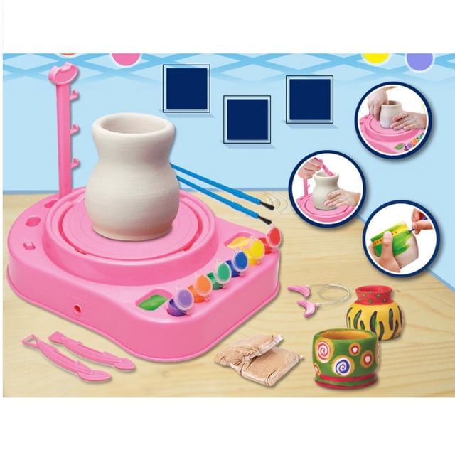 alfarería con pilas, , bricolaje, escultura y colorear, arcilla, artesanía, inteligencia, juguete, actividad de , rosa CUTICAT Juguete de cerámica de juego electrónico
