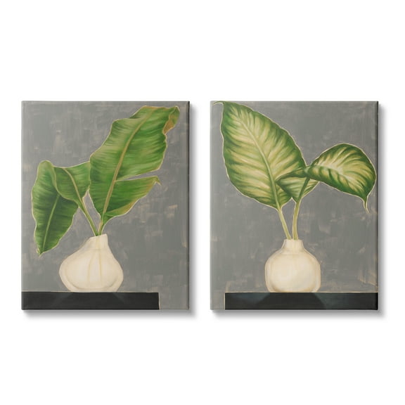 Stupell Indtries Large Palm Leaf Potted Plants Interior Still Life,16 x 20,Design by Jennifer Goldberger 