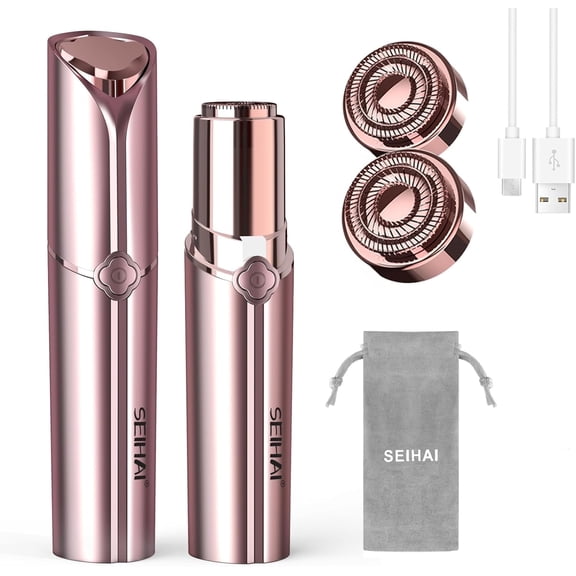 SEIHAI Facial Hair Removal for Women, Electric Painless Rechargeable Facial Hair Remover for Face, Lip, Chin with 2 x Replacement Heads