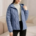 thumbnail image 4 of Womens Light Hooded Down Jacket Winter Warm Full Zip Quilted Puffer Padded Coats Casual Fashion Outerwear (S, Blue), 4 of 6