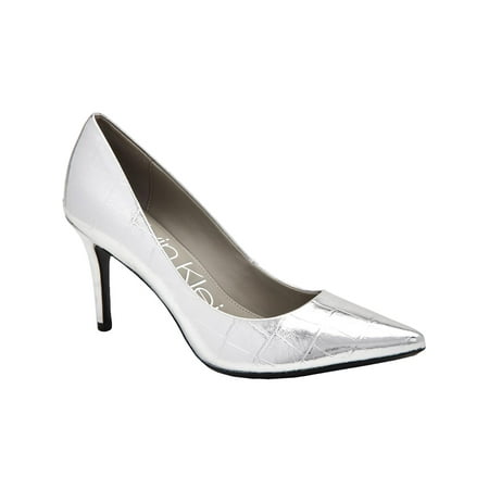 UPC 194060223216 product image for Calvin Klein Womens Gayle Faux Leather Pointed Toe Pumps Silver 9.5 Medium (B M) | upcitemdb.com