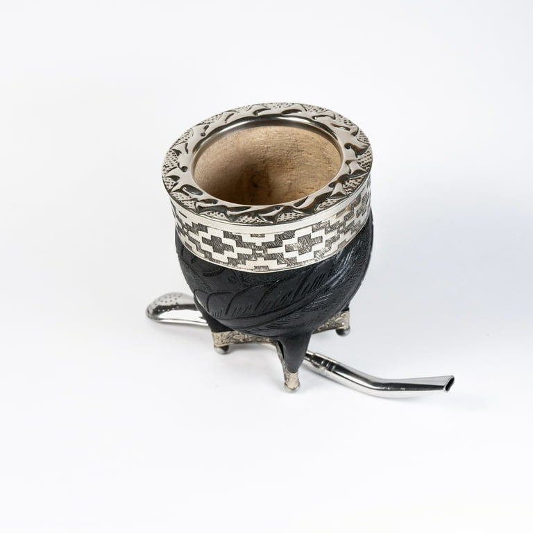 Yerba Mate Gourd with Stainless Steel Bombilla - Handmade Mate Cup