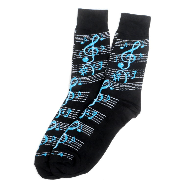 Men's Fun Music Note Crew Socks, Sock Size 10-13 / Shoe Size 6
