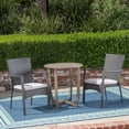 thumbnail image 3 of GDF Studio Heminger Outdoor Acacia Wood and Wicker 3 Piece Bistro Set with Cushions, Gray, 3 of 13