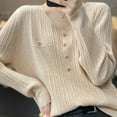 thumbnail image 6 of Womens Long Sleeve Tops T Shirts Crew Neck Warm Pullover Knit Winter Fall Clothes for Women Tees Blouses Beige M, 6 of 6