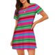 thumbnail image 1 of Easygdp Colorful Mexican Stripes Camisón de manga corta para mujer, informal, estampado, 1 of 6