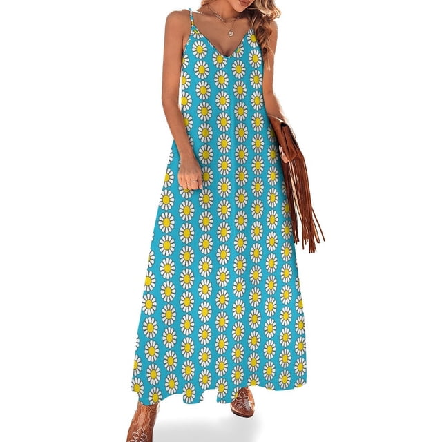 Vestido de margaritas blancas Falda Vestido sin mangas Ropa de mujer Tendencia de ropa de mujer 2024