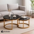 thumbnail image 5 of Set de 2 Mesas de Centro Circulares Bluelander con Soportes de Acero, Negro/Dorado, 5 of 5