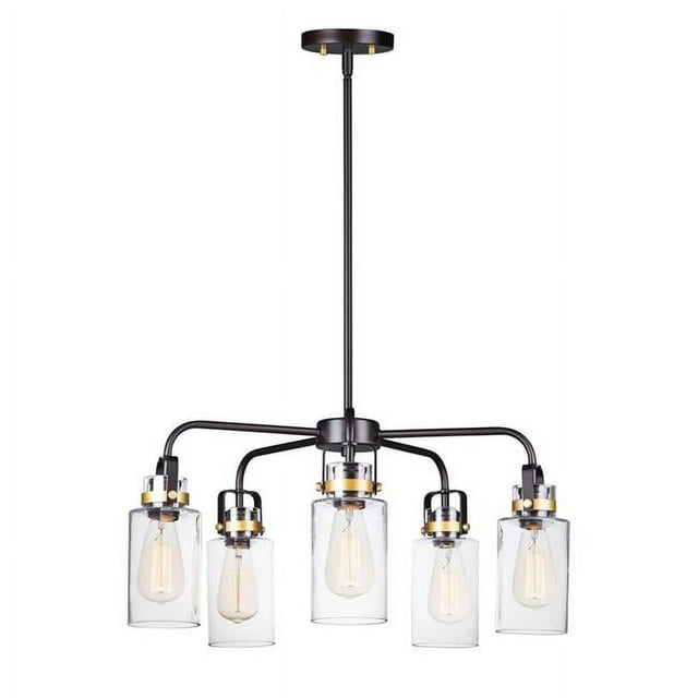 Maxim 30175CLBZGLD 26 in. Magnolia Five-Light Pendant Ceiling Light, Bronze & Gold