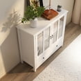 thumbnail image 2 of Llinc Store Buffet Storage Cabinet Sideboard with Double See Thru Doors, Bottom Drawer and Unique Bell Handle, 2 of 8