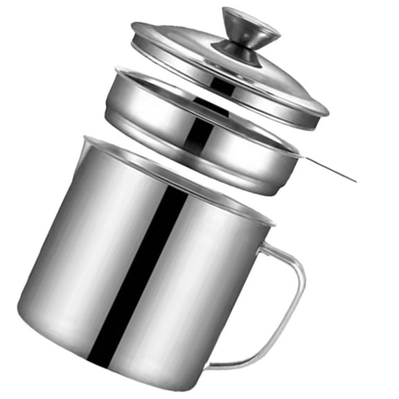 UPOUART 1 Set Stainless Steel Grease Container With Strainer For Kitchen And Outdoor Bbq