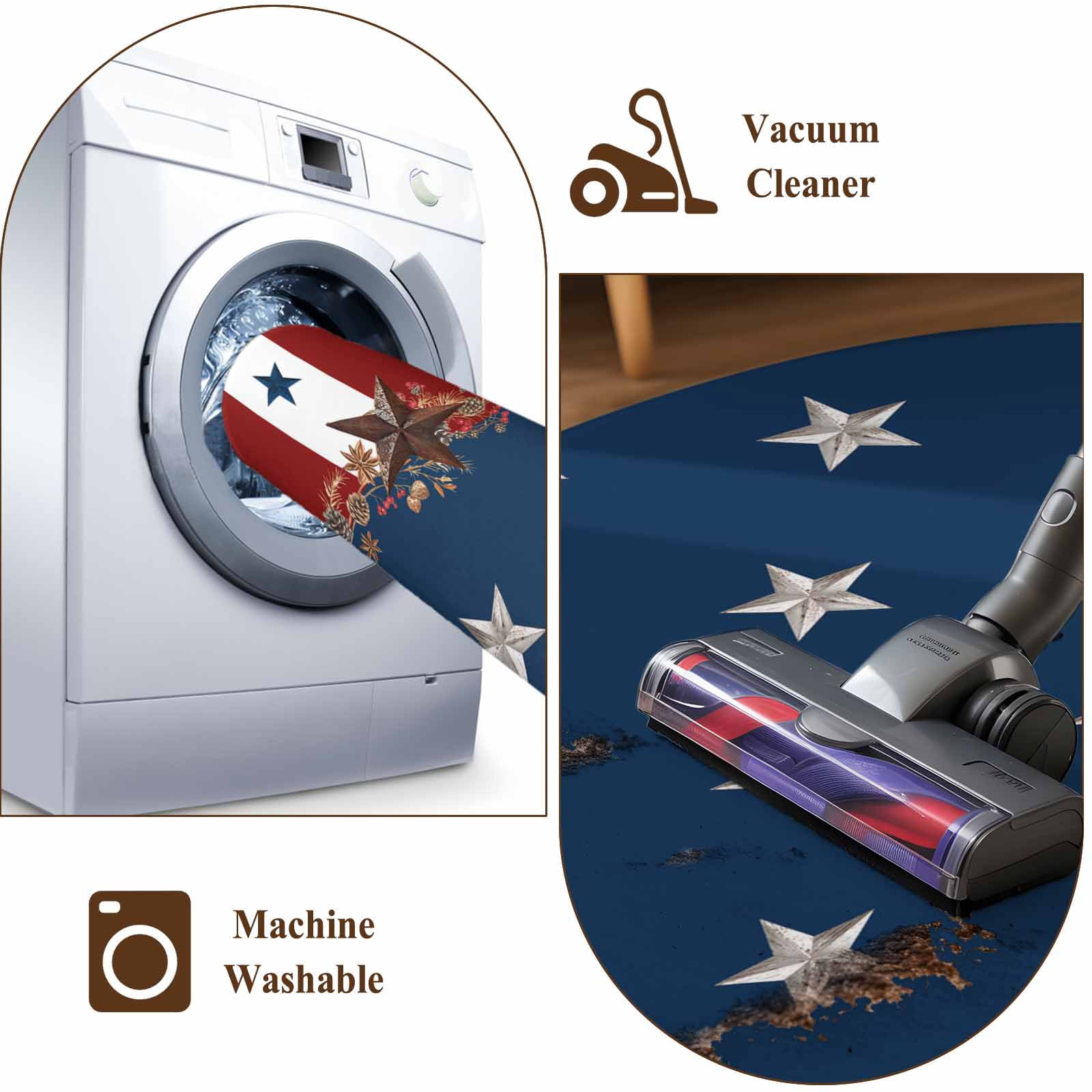 2x3 Ft Entryway Area Rug, Country Star Farm Kitchen Rug Runner Washable Floor Mat, Red Blue Patriots Stripe American Flag Non Slip Indoor Door Mat Throw Carpet for Bathroom Living Room Bedroom