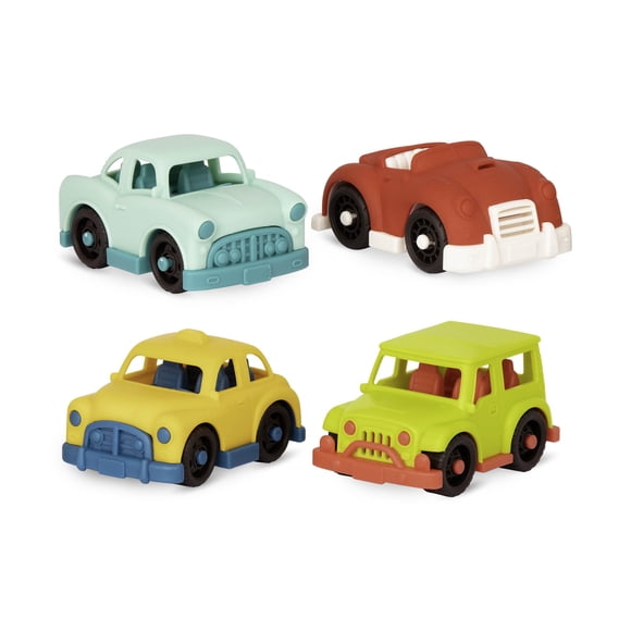B. Toys - Voitures Jouets - 4 Véhicules - Voiture, Taxi, 4x4, Roadster - Jouets de Jeu d'Imitation pour Tout-Petits, Enfants - 12+ Mois - Happy Cruisers - Véhicules