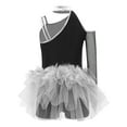 thumbnail image 2 of Doomiva Kids Girls Sparkly Gymnastics Leotard Latin Jazz Ballet Dance Mesh Tutu Skirted Jumpsuit Ballerina Outfit Silver 8, 2 of 7