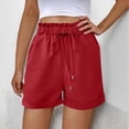 thumbnail image 2 of BiZtdJrK Womens Cotton Linen Baggy Shorts Drawstring Comfy Running Athletic Shorts Solid Casual Fitted Work Shorts with Pockets sales today clearance prime only Red M, 2 of 9