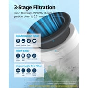 COWAY Air Purifier for Bedroom Home up to 810 ft², HEPA Filter for Smoke, Allergies, Pet Dander, Odor, AQI Monitor, Auto Mode, Timer, Filter Indicator, Night Light, Airmega 100 Black