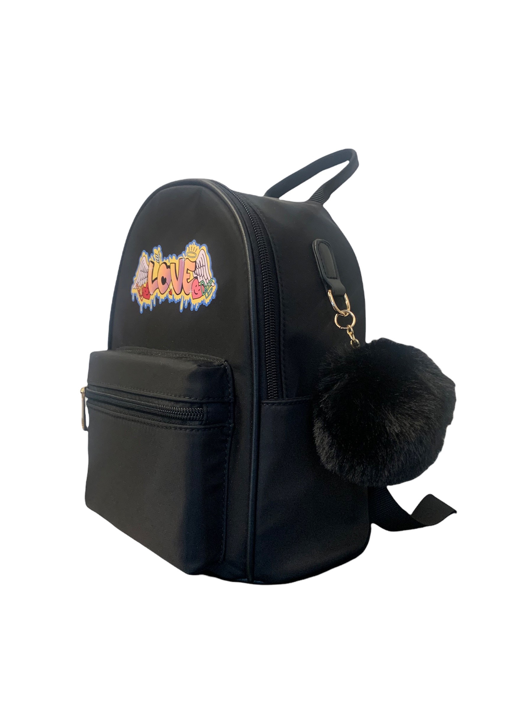 Like Dreams Black Mini Backpack Purse Vegan Faux Leather Daypack Sacred Wings Overlap Mini Backpack | lIKE DREAMS – LIKE DREAMS main image 3
