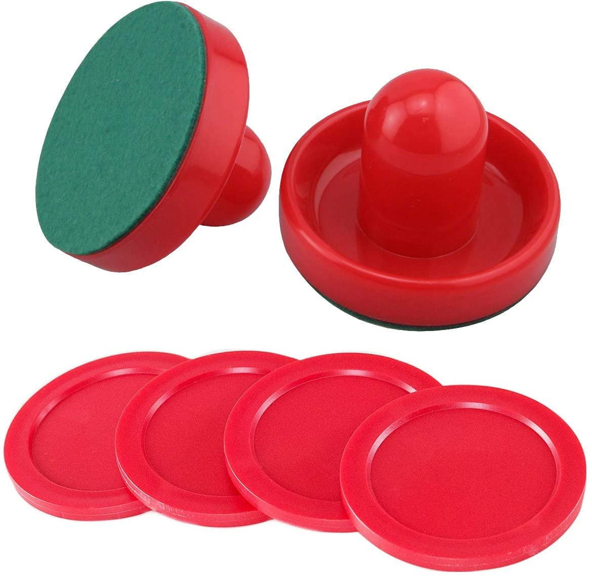 6 Pieces Lightweight Air Hockey Replacement Pucks & Slider Pusher Goalies for Game Tables