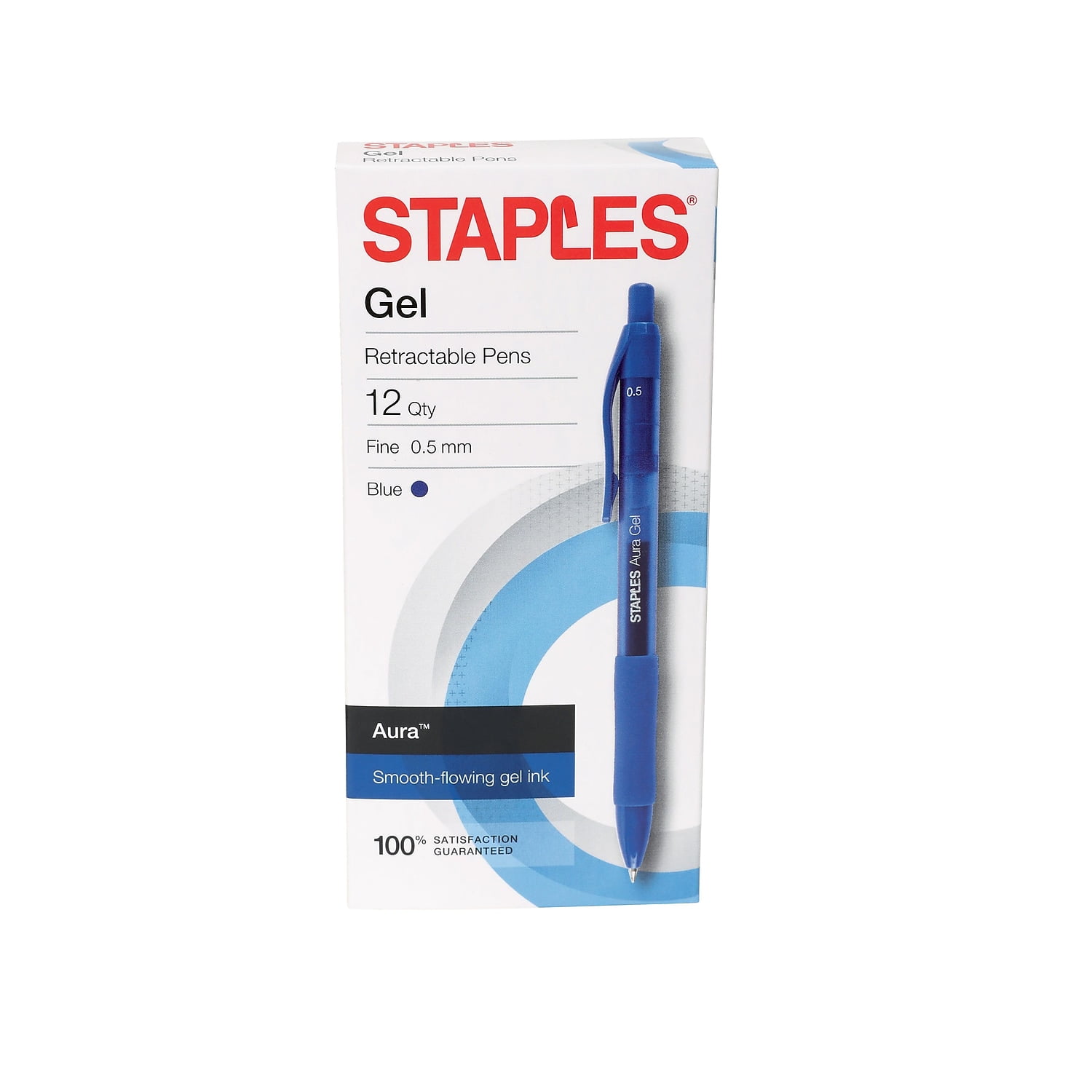 Staples AURA GEL RT FINE 0.5MM BLUE 12 50365