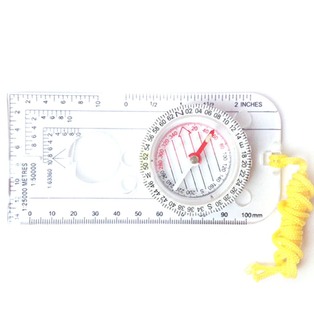 Compass Navigation Map Camping Hiking Scale Ruler Outdoor Orienteering Tool 
