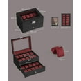 thumbnail image 6 of 20-Slot Watch Box, Watch Case with Glass Lid, 2 Layers, Lockable Watch Display Case, Black and Red, 6 of 6