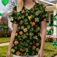 thumbnail image 6 of felwors Printed Scrub Tops Women Short Sleeve V Neck Plus Size Scrubs for Womens Nursing Uniforms Shirts with Pockets (Black, XXL), 6 of 6