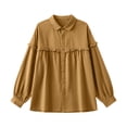 thumbnail image 3 of Tweang Cotton Button Down Shirts for Women Pullover Sweatshirts Womens 3/4 Sleeve Button Down Shirts Cotton Linen Button Down Shirt Women Cotton Linen Pleated Belt Pocket Workout Tops Orange 2XL, 3 of 4