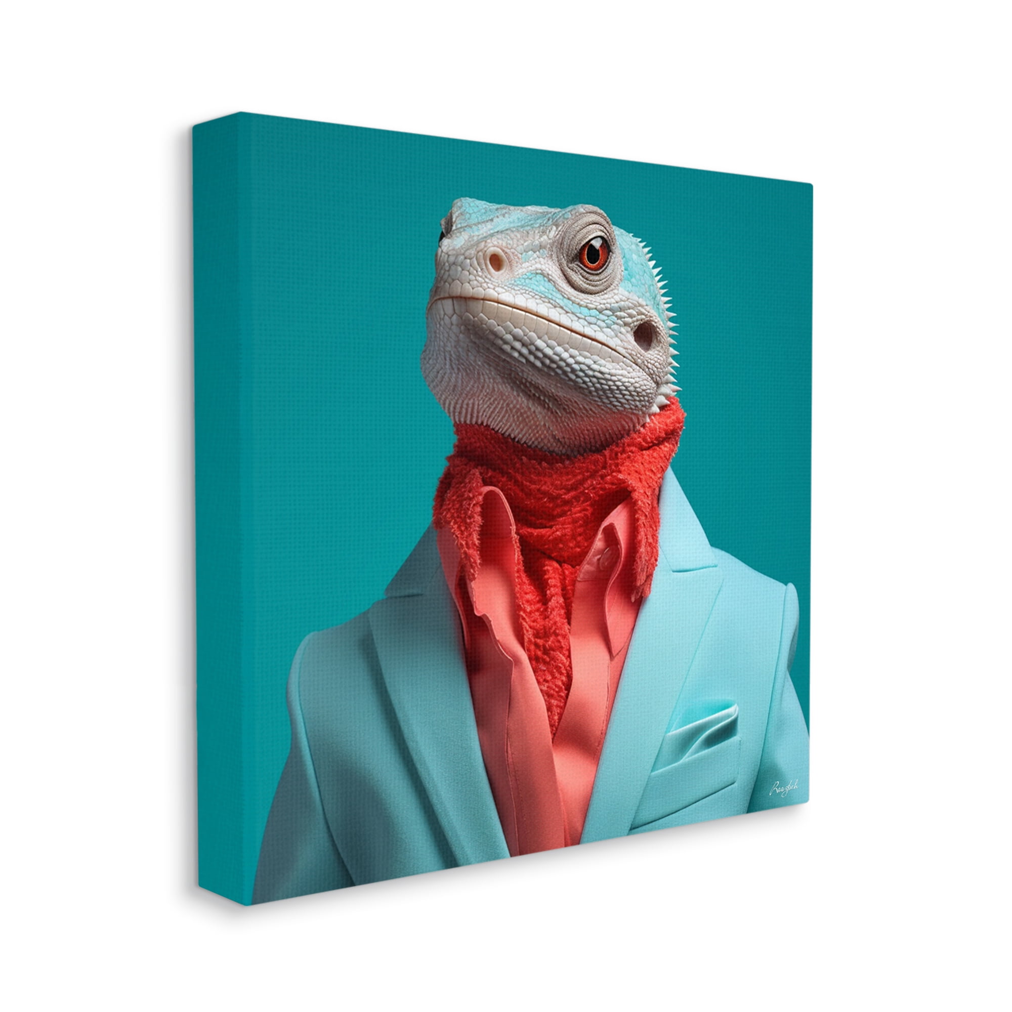 Stupell Industries Trendy Iguana Portrait Animals & Insects Painting Gallery Wrapped Canvas Art Print Wall Art, 30 x 30