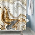 thumbnail image 3 of 72x84 Inches Grey Gold Marble Shower Curtain Abstract Granite Marble Texture Luxury Modern Ink Art Fabric Shower Curtains for Bathroom Curtains Set Polyester Waterproof with Hooks, 3 of 6