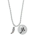 thumbnail image 1 of Delight Jewelry Black Nickeltone Small AB Crystal Sabre Tooth Silvertone Script Initial Disc - M - Charm Necklace, 20"+3", 1 of 4