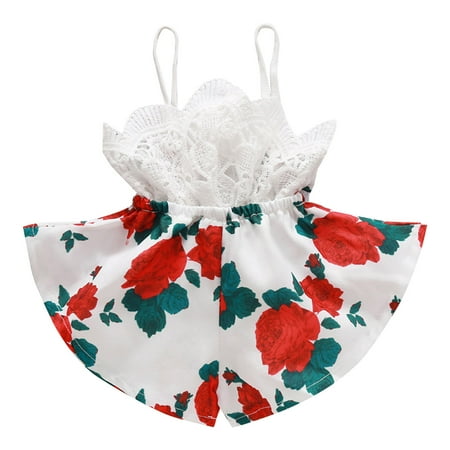 

Toddler Girls Fashion Romper Sleeveless Floral Print Lace Sundress Romper Jumpsuit Clothes Summer Clothes