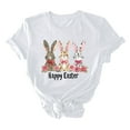 thumbnail image 3 of UPPADA Easter Femmes Oeufs Imprimé T-Shirts Heureux Easter Graphique Bunny Lapin Mignon T-Shirts Manches Courtes Décontracté Col Rond T-Shirts Été Basique Coupe Régulière Chemises Blanc,m, 3 of 5