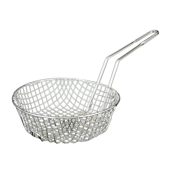 Excellante 10" round nickel plated culinary basket, coarse mesh, comes in each